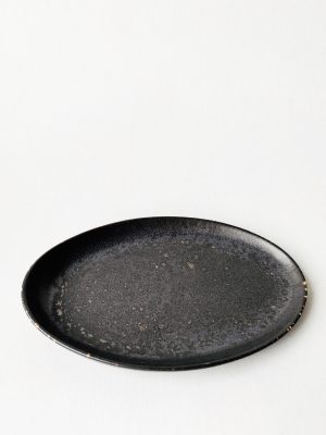 Oval asjett 17x11 cm brun