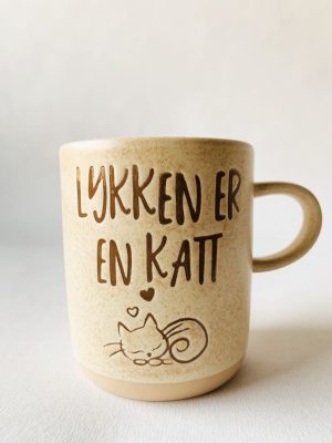 Krus 9,5 cm "Lykken er en katt"