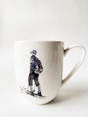 Krus Gabriel på ski h 13,5 cm Akvarell malt av Anita Sletten Nordicwild