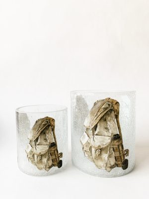 Lysglass krakelert frostet sekk 9x10 cm Akvarell malt av Anita Sletten Nordicwild