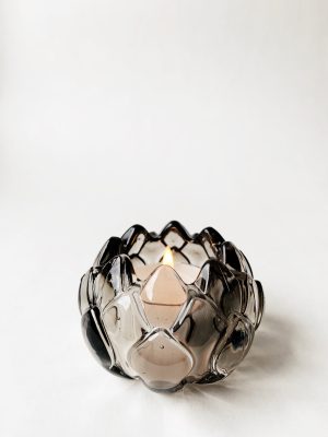 Lysglass artisjokk 8x5 cm grå