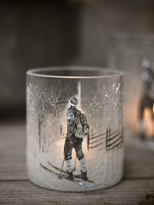 Lysglass krakelert frostet Gabriel 9x10 cm Akvarell malt av Anita Sletten Nordicwild